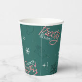 Gobelets En Papier Frosty Snowman Green Snowflake Motif (Droite)