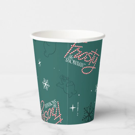 Gobelets En Papier Frosty Snowman Green Snowflake Motif (Droite)