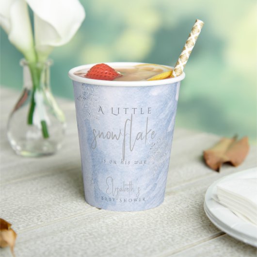 Gobelets En Papier Frozen Little Snowflake Blue Boy Baby Shower (Insitu)