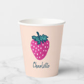 Gobelets En Papier Fruit aux fraises mûre Nom personnalisé (Recto)