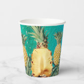 Gobelets En Papier Fruit d'ananas tropical d'été Fête d'anniversaire (Verso)