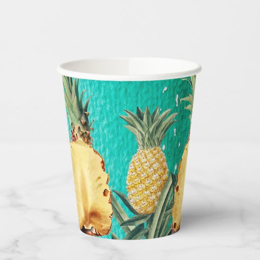 Gobelets En Papier Fruit d'ananas tropical d'été Fête d'anniversaire (Gauche)