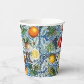 Gobelets En Papier Fruit d'été méditerranéen & Mosaïque Bleue Blanc (Gauche)