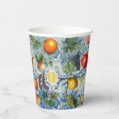 Gobelets En Papier Fruit d'été méditerranéen & Mosaïque Bleue Blanc (Droite)