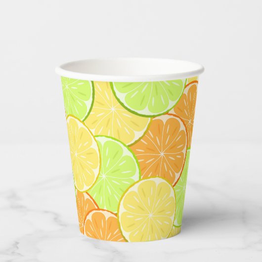 Gobelets En Papier Fruits de citron vert orange (Recto)