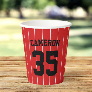 Gobelets En Papier Fully Editable Colors Baseball Jersey Stripes Name