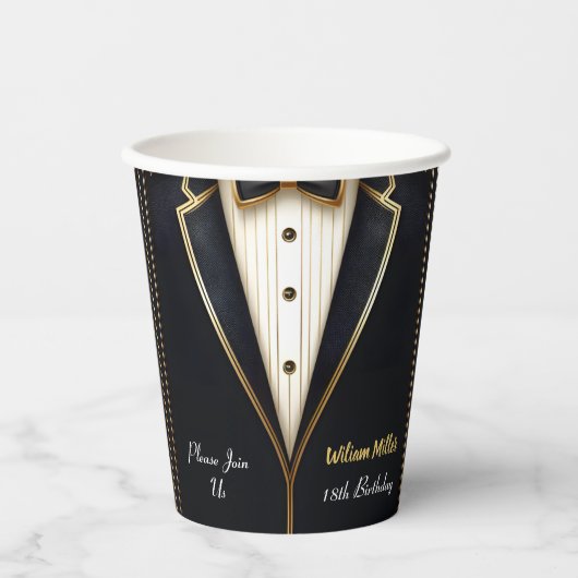 Gobelets En Papier Fun Chic Suit Award Hommes Adulte Tuxedo 18e Anniv (Recto)