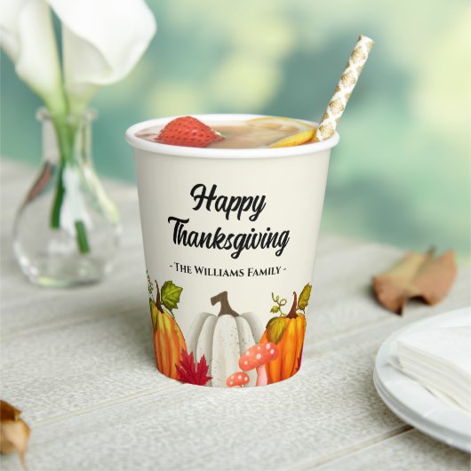 Gobelets En Papier Fun Citrouille Thanksgiving (Insitu)