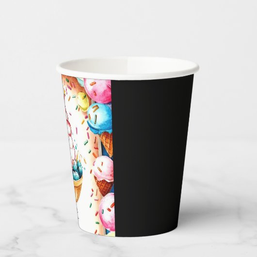 Gobelets En Papier Fun Creamme glacée sur mesure Anniversaire (Gauche)