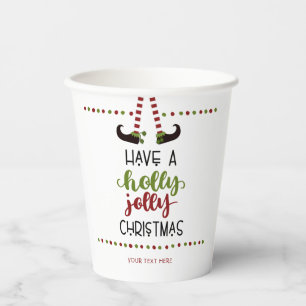 Gobelets En Papier Fun Elf Holly Jolly Noël Personnalisé