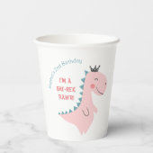 Gobelets En Papier Fun Girl rose Turquoise Dinosaur fête d'anniversai (Verso)