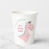 Gobelets En Papier Fun Girl rose Turquoise Dinosaur fête d'anniversai (Recto)