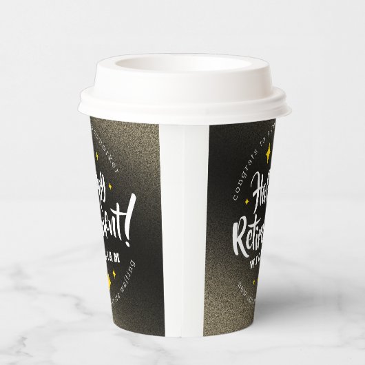 Gobelets En Papier Fun Gold Glitter Stars Retirement New Adventures (Droite)