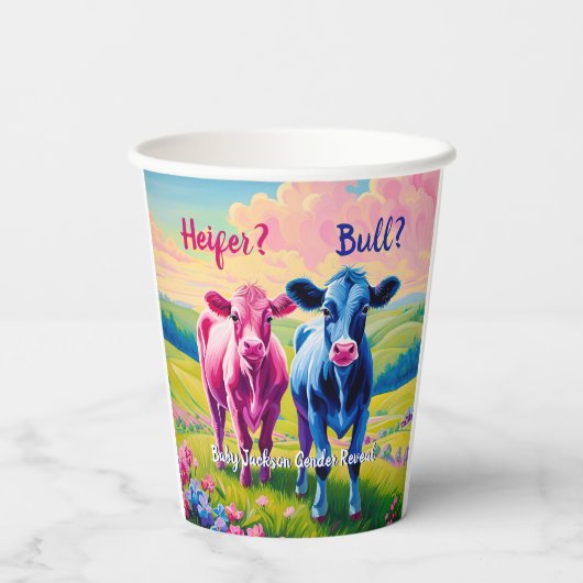 Gobelets En Papier Fun Heifer ou Bull Genre Revela (Verso)