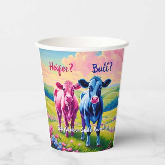 Gobelets En Papier Fun Heifer ou Bull Genre Revela (Recto)