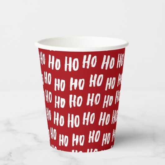 Gobelets En Papier Fun Ho Ho Ho Texte Rouge Fête Motif Noël v2 (Recto)