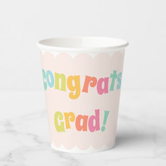 Gobelets En Papier Fun Moderne Coloré Congrats Grad