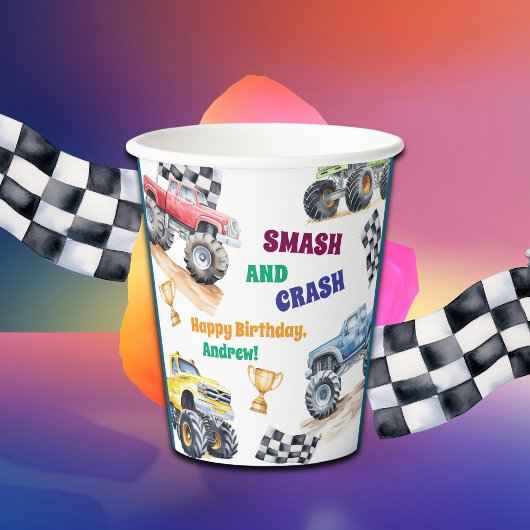 Gobelets En Papier Fun Monster Trucks Birthday Party