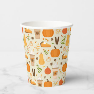 Gobelets En Papier Fun Orange Fall Motif
