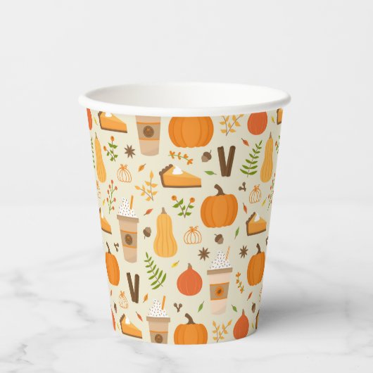 Gobelets En Papier Fun Orange Fall Motif (Recto)