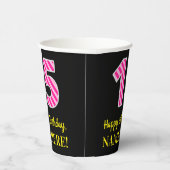 Gobelets En Papier Fun Pink Stripes "15" : Joyeux 15ème anniversaire  (Droite)