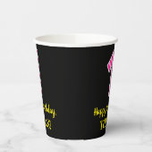 Gobelets En Papier Fun Pink Stripes "1" : Joyeux 1er Anniversaire + N (Gauche)