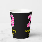 Gobelets En Papier Fun Pink Stripes "20" : Joyeux 20e anniversaire +  (Gauche)