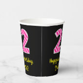 Gobelets En Papier Fun Pink Stripes "22" : Joyeux 22ème anniversaire (Droite)