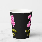 Gobelets En Papier Fun Pink Stripes "24" : Joyeux 24ème anniversaire  (Droite)