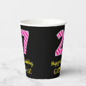 Gobelets En Papier Fun Pink Stripes "27" : Joyeux 27ème anniversaire (Gauche)