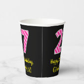 Gobelets En Papier Fun Pink Stripes "27" : Joyeux 27ème anniversaire (Droite)