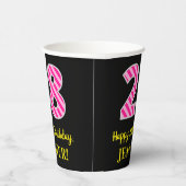 Gobelets En Papier Fun Pink Stripes "28" : Joyeux 28ème anniversaire  (Droite)