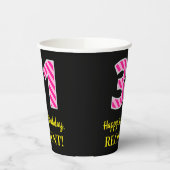 Gobelets En Papier Fun Pink Stripes "31" : Joyeux 31ème Anniversaire  (Gauche)