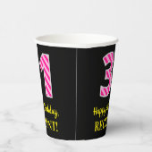 Gobelets En Papier Fun Pink Stripes "31" : Joyeux 31ème Anniversaire  (Droite)