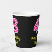 Gobelets En Papier Fun Pink Stripes "43" : Joyeux 43ème anniversaire  (Droite)