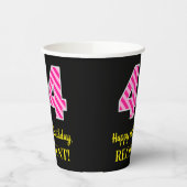 Gobelets En Papier Fun Pink Stripes "44" : Joyeux 44ème anniversaire (Gauche)