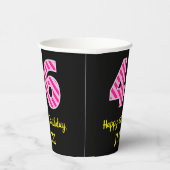 Gobelets En Papier Fun Pink Stripes "46" : Joyeux 46ème anniversaire  (Droite)
