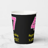 Gobelets En Papier Fun Pink Stripes "47" : Joyeux 47ème anniversaire (Gauche)