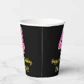 Gobelets En Papier Fun Pink Stripes "4" : Joyeux 4ème anniversaire +  (Droite)