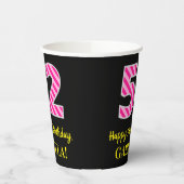 Gobelets En Papier Fun Pink Stripes "52" : Joyeux 52ème anniversaire (Gauche)