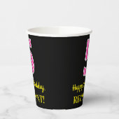 Gobelets En Papier Fun Pink Stripes "5" : Joyeux 5ème anniversaire +  (Gauche)