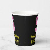 Gobelets En Papier Fun Pink Stripes "5" : Joyeux 5ème anniversaire +  (Droite)