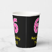 Gobelets En Papier Fun Pink Stripes "66" : Joyeux 66ème anniversaire  (Droite)