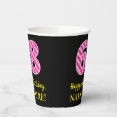 Gobelets En Papier Fun Pink Stripes "68" : Joyeux 68ème anniversaire (Gauche)