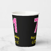 Gobelets En Papier Fun Pink Stripes "71" : Joyeux 71ème anniversaire  (Gauche)