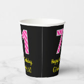 Gobelets En Papier Fun Pink Stripes "71" : Joyeux 71ème anniversaire  (Droite)