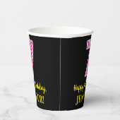 Gobelets En Papier Fun Pink Stripes "7" : Joyeux 7ème anniversaire +  (Droite)