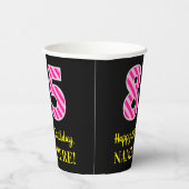 Gobelets En Papier Fun Pink Stripes "85" : Joyeux 85ème anniversaire  (Droite)