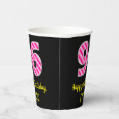 Gobelets En Papier Fun Pink Stripes "96" : Joyeux 96ème anniversaire  (Droite)