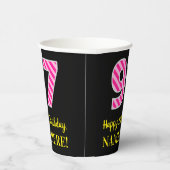 Gobelets En Papier Fun Pink Stripes "97" : Joyeux 97ème anniversaire  (Droite)